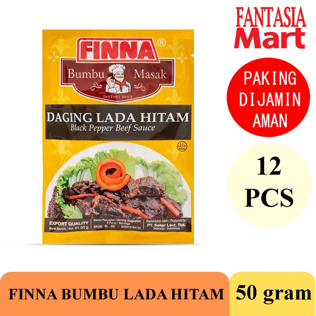 

FINNA BUMBU MASAK LADA HITAM PACK 12 PCS 50 GRAM FUN CORNER DENGAN PAKING AMAN