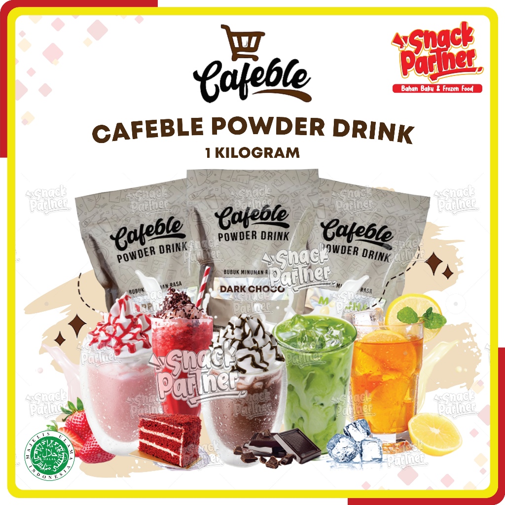 

CAFEBLE Powder Drink 1 KG - Bubuk Minuman Premium Kekinian Ala Kafe Aneka Rasa - Chocolate Coklat Hazelnut Blackforest Strawberry Matcha Taro Red Velvet Bubble Gum Cotton Candy Cookies Cream Thai Milk Tea Cappuccino Mochaccino Kopi