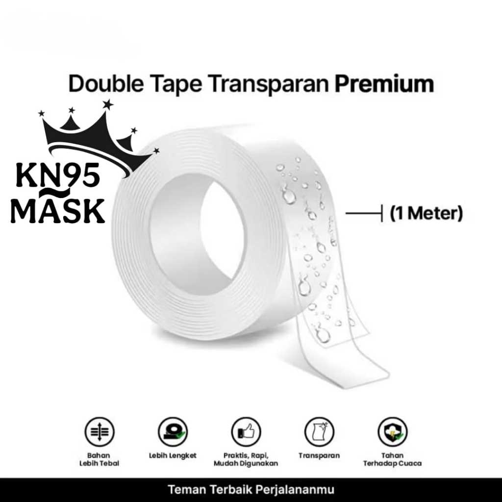 

PROMO COBOX ACC Double Tape Bening Transparan Isolasi Dobel Tip Perekat Nano super kuat ukuran 1 meter