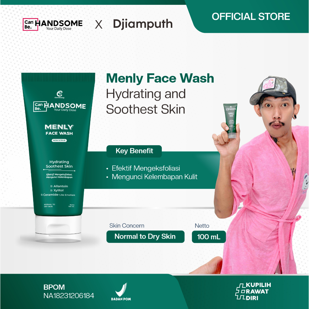 [Official] Menly Facial Wash (Hydrating Soothest Skin) 100ml - Sabun Cuci Muka Pria Untuk Kulit Keri