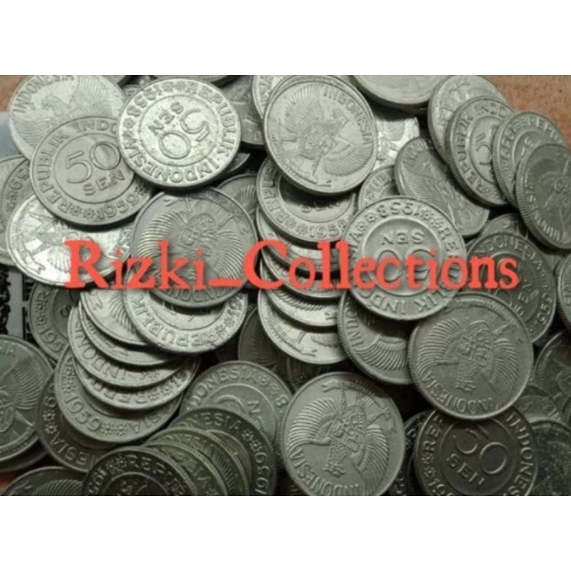 Uangkuno 50 sen garuda . Koin 50 sen
