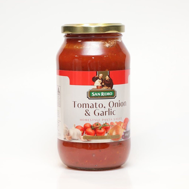 

SANREMO TOMATO,ONION&GARLIC SAUS PASTA 500GR DALAM JAR BOTOL BELING