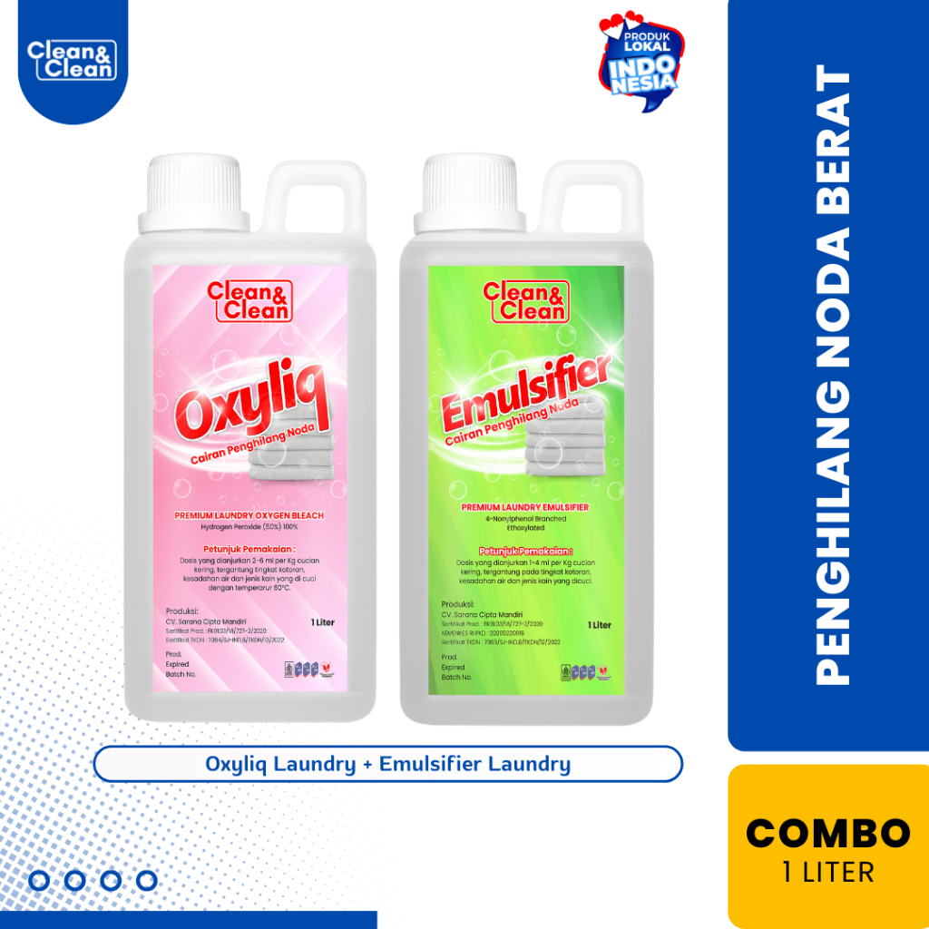 PENGHILANG NODA DARAH PAKAIAN Oxyliq Laundry + Emulsifier Laundry 1 LITER Jerigen