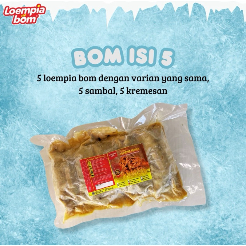 

Frozen Lumpia Bom Happy Varian Mix Isi 5 (Jamur, Ampela, Ayam, Bombastik, Beef)