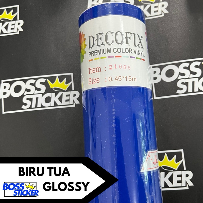 Sticker Biru Tua Glossy - Stiker Dark Blue Glosi - Skotlet Biru Tua Kilap Background Aquarium