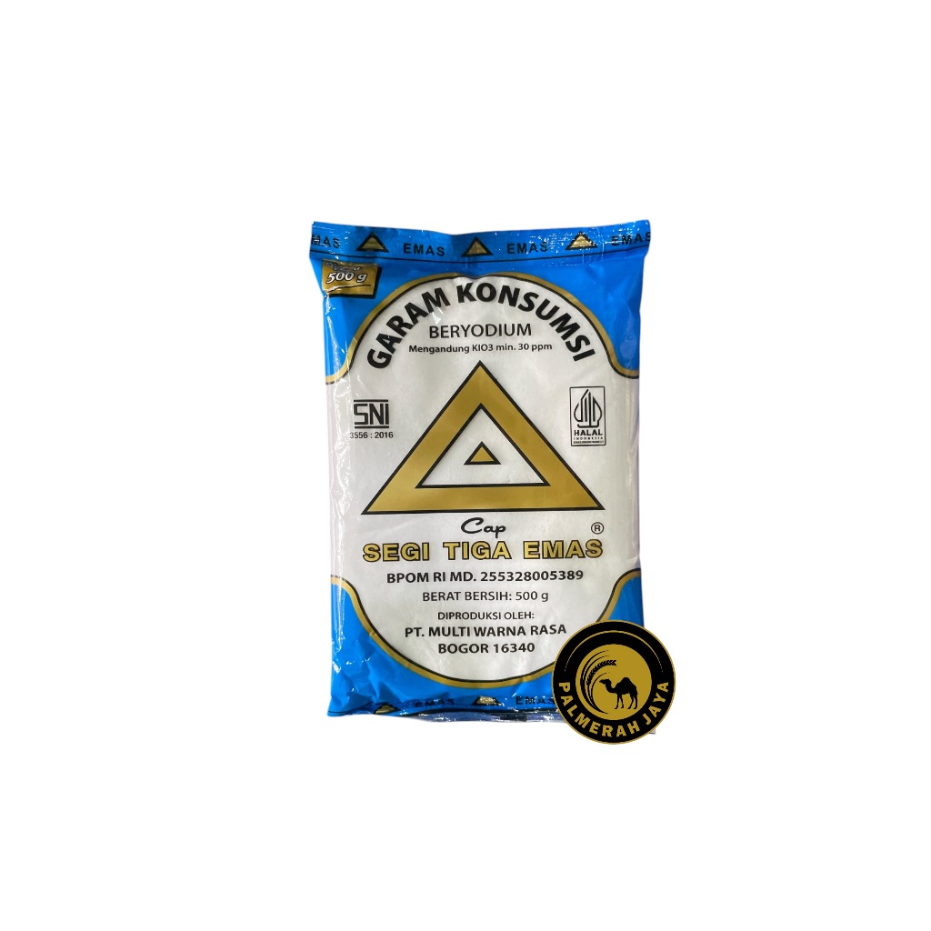 

Garam Makan Beryodium Merk Segitiga Emas 1bal (20pcs @50gram)