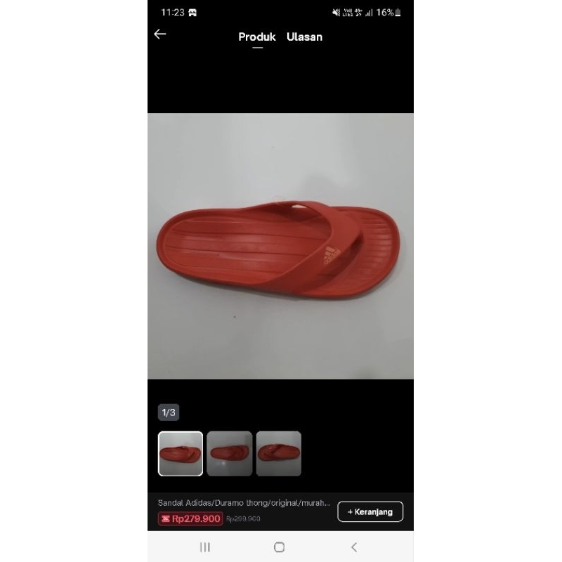 sandal adidas duramo thong merah