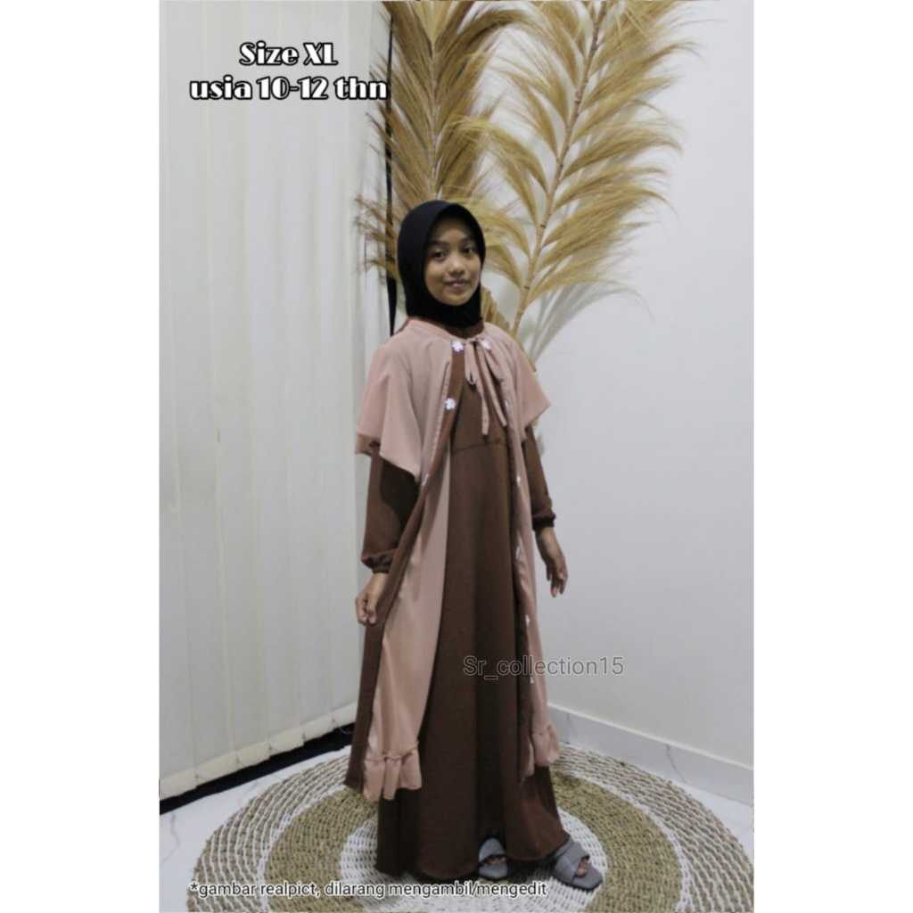 Gamis lebaran 2026 model gamis terbaru Maulidia Kids bahan crinkel high quality baju gamis lebaran a