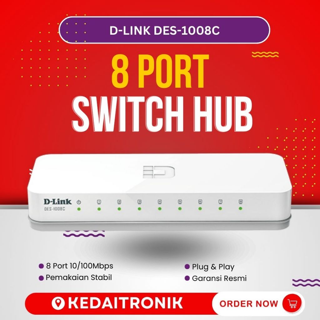 D-Link DES 1008C  Fast Ethernet Switch 8 Port White Dlink Switch Hub