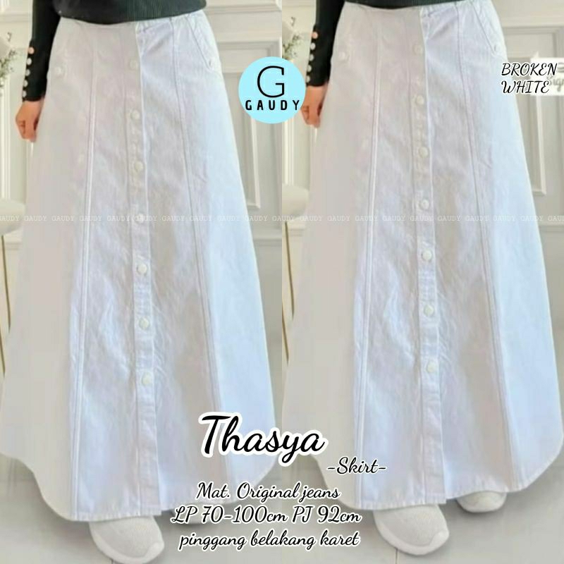 Putih Thasya Rok Span Jeans Panjang GAUDY
