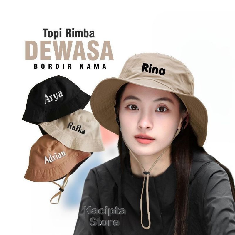 Topi Rimba Dewasa Untuk Laki Laki/Perempuan Bisa Custom Nama Dan Logo