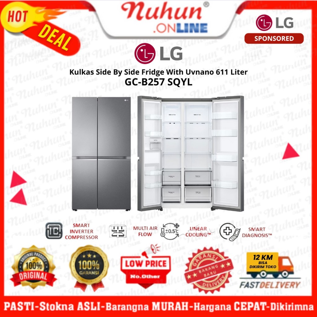 LG Kulkas Side By Side GN-B257 SQYL Inverter