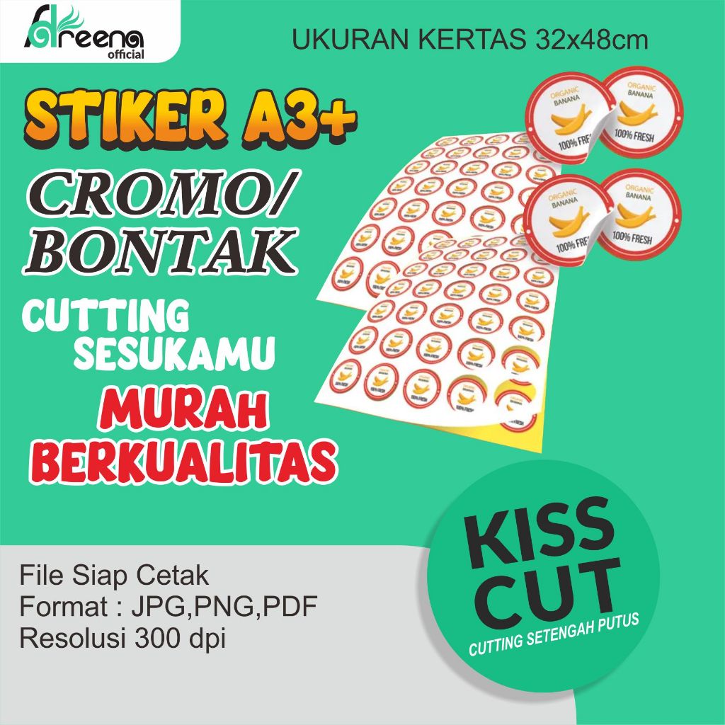 

STIKER LABEL | STIKER KISSCUT | STIKER A3+ | STIKER BONTAK | CUTTING SESUAI POLA CUSTUM