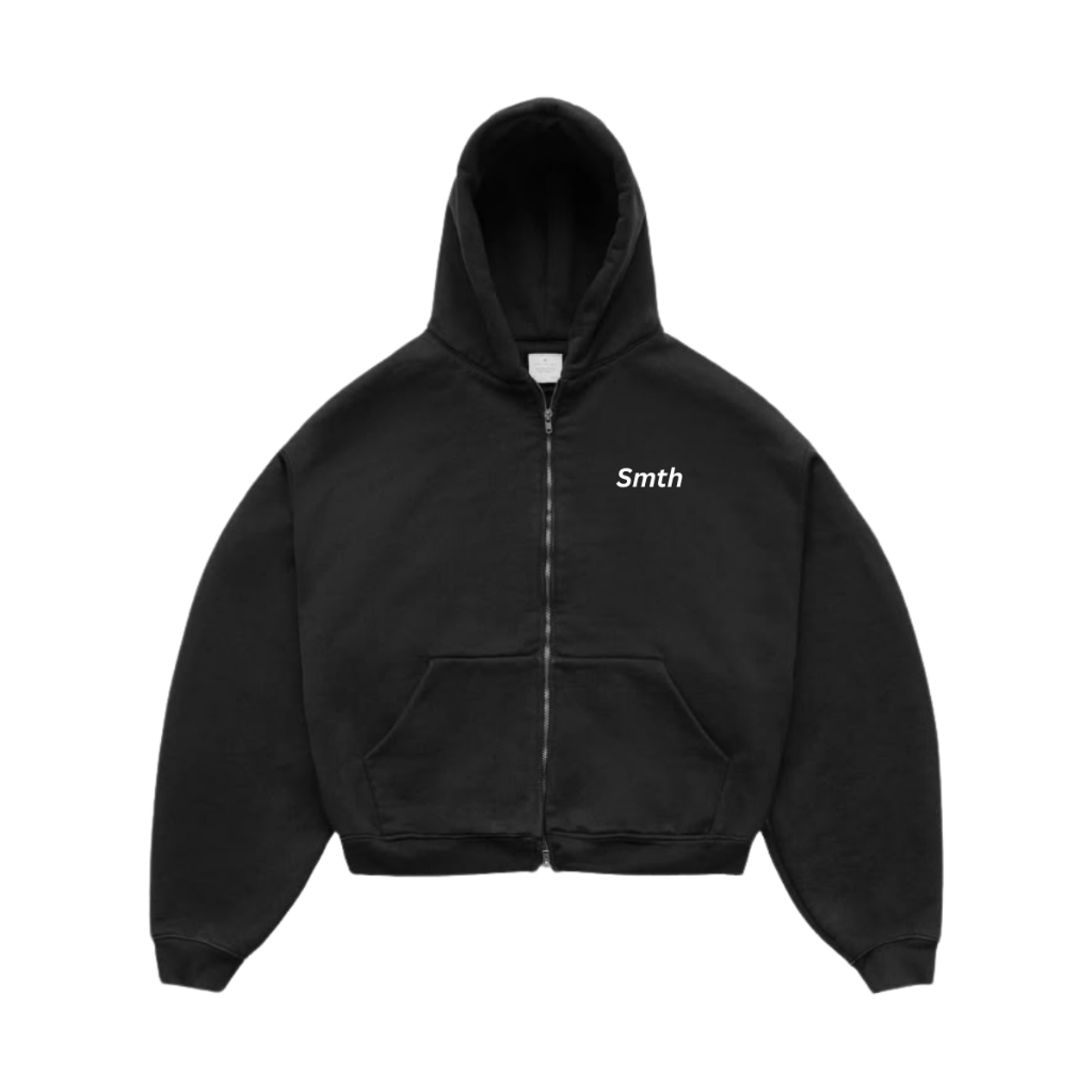 Hoodie Boxy Oversize Smith Vintage Unisex Zipper Hitam