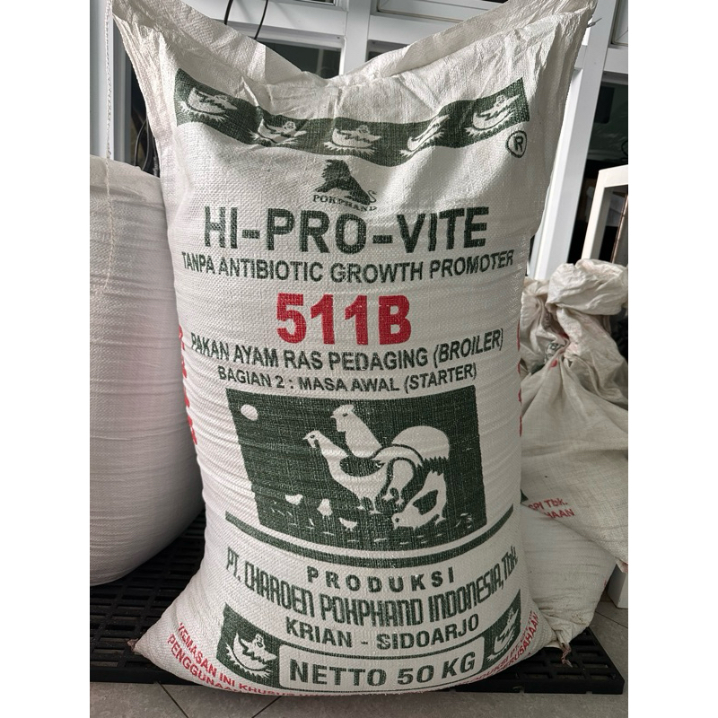 Pakan Konsentrat Pur Ayam / Bebek Starter 511B - Charoen Pokphand | 50kg / 1 Sak