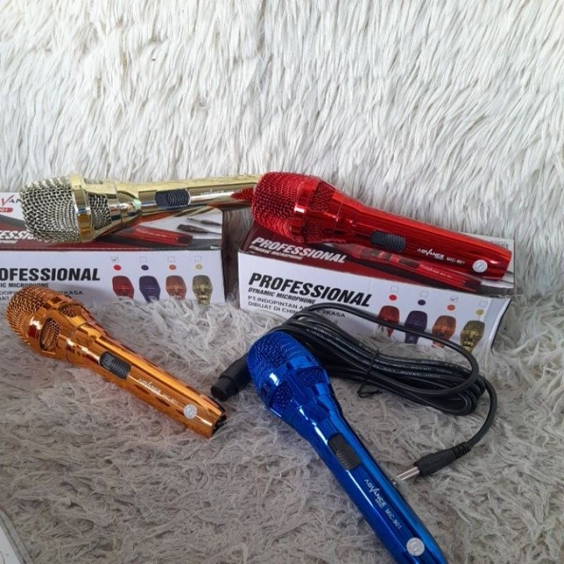 profesional dynamic microphone mic kabel901 pilihan warna merah,biru,gold,rose goldmerk advance harg