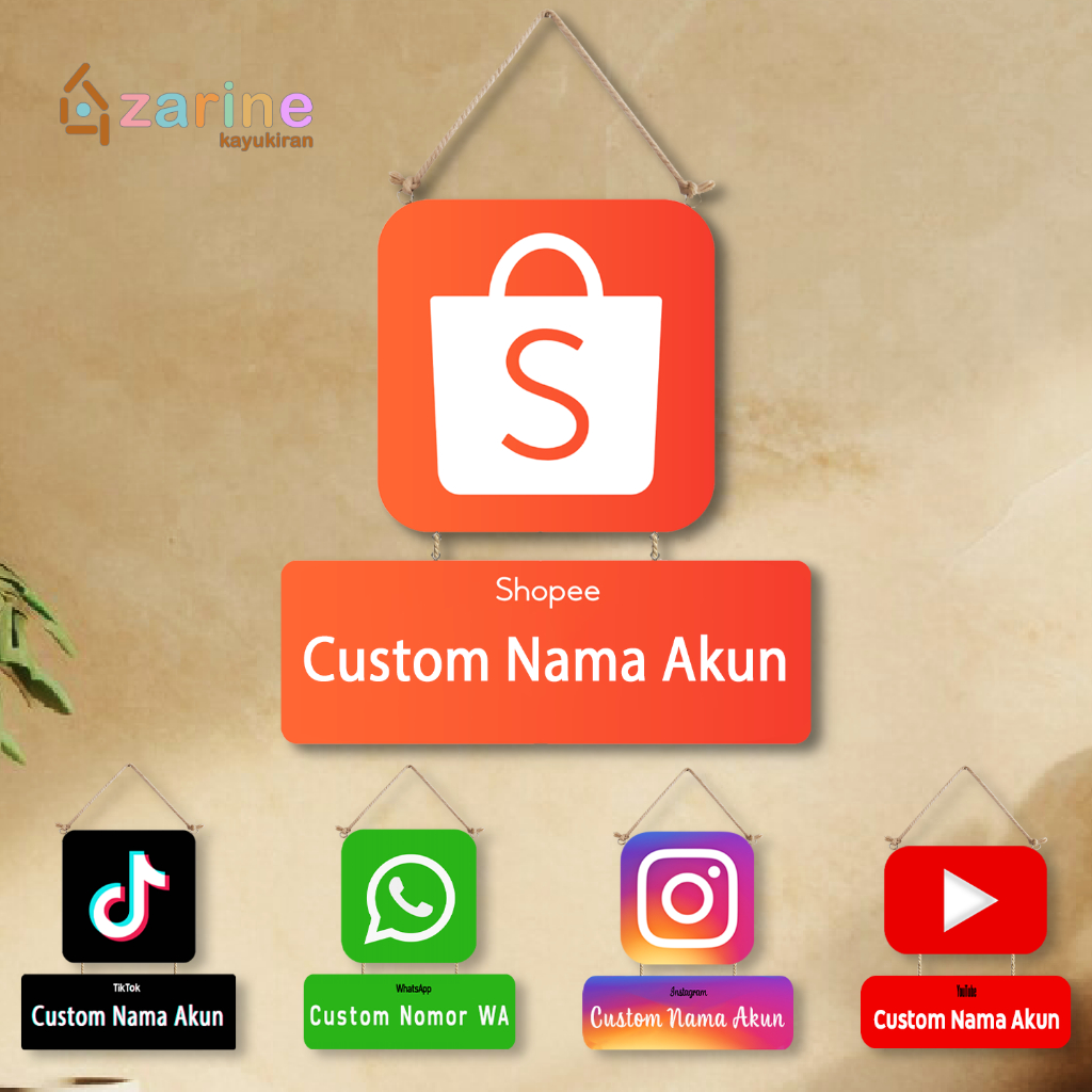 Zarine Kayukiran - Hiasan Dinding Custom Nama Akun / Nama Toko / Hiasan Sosmed