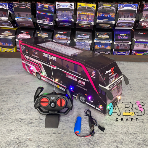 Miniatur  Mainan Bus Basuri full lampu musik + remote control batrai cas