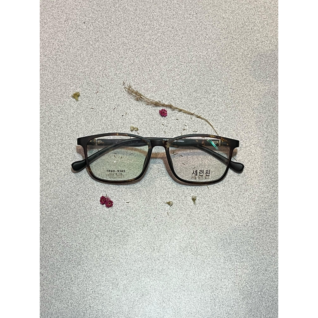 Kacamata Frame Korea Kotak Warna Leopard Unisex Kotak Tipe 9305