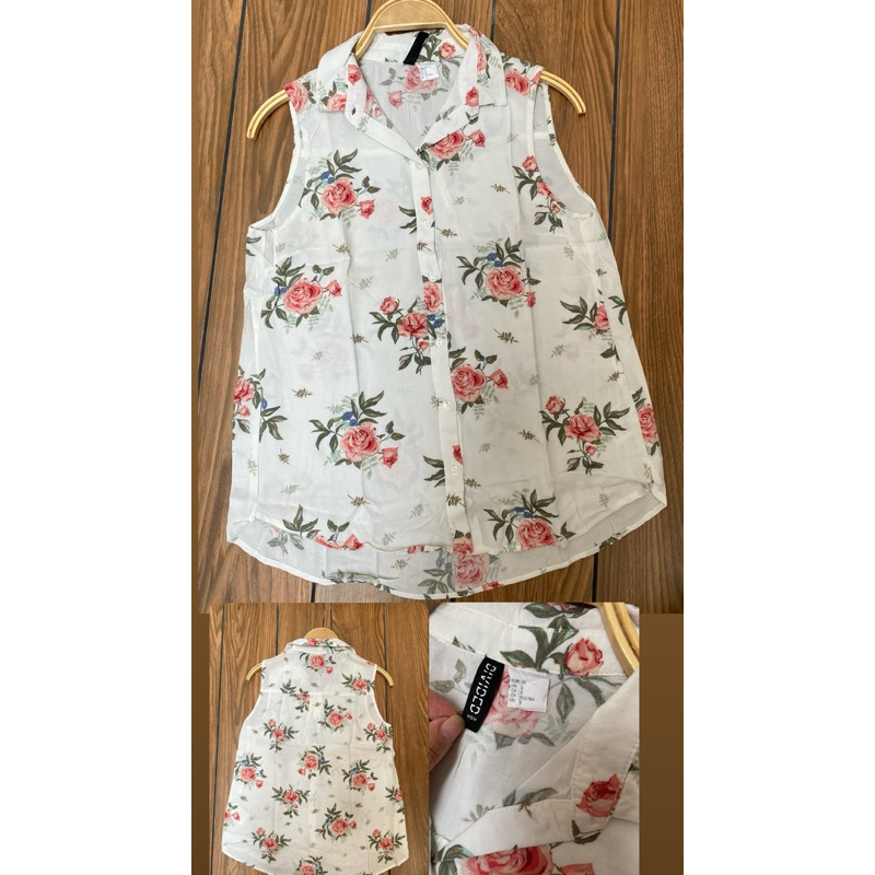 flower top / kemeja tanpa lengan H&M