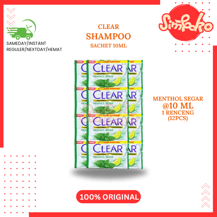 SIMBAKO - CLEAR Shampoo Sachet 10ML Sampo Renceng Menthol Segar
