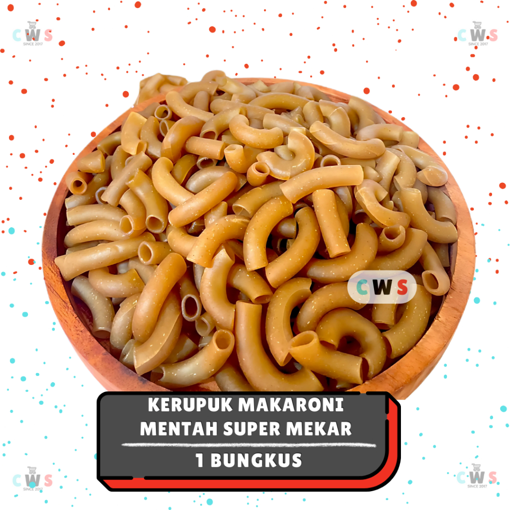 

Kerupuk Makaroni SUPER Makron Enak Gurih Mekar Khusus Digoreng - 1 Bungkus