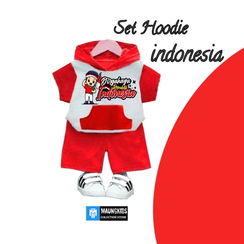 Bsju Agustusan Stelan Anakk Unisex Merah Putih Wanset Kids Kemerdekaan One Set Independen Day Pakaia
