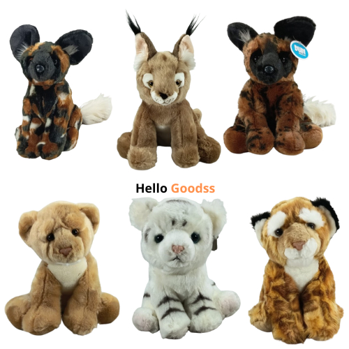 Boneka Binatang Singa Lynx Hyena Harimau Putih Cheetah Macan Tutul Ukuran M