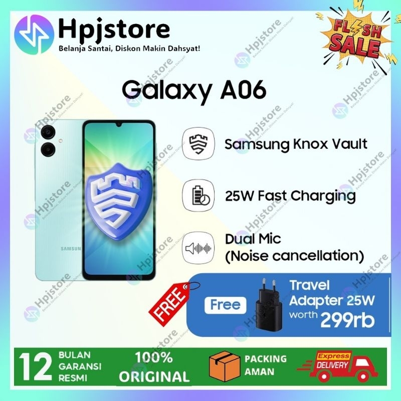 Samsung Galaxy A06 4G LTE Ram 4gb Internal 64gb 4Gb 128Gb | Camera 50MP f/1.8 AF + 2 MP f/2.4 | Medi