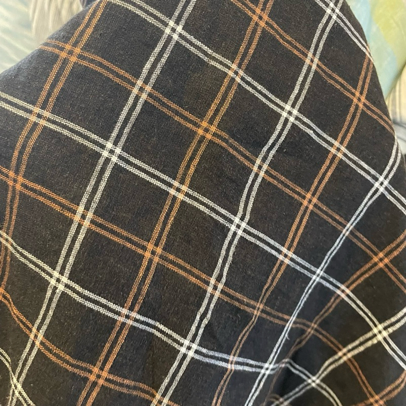 kain katun linen - kain katun linen motif kotak - kain katun linen style premium - kain katun pure l