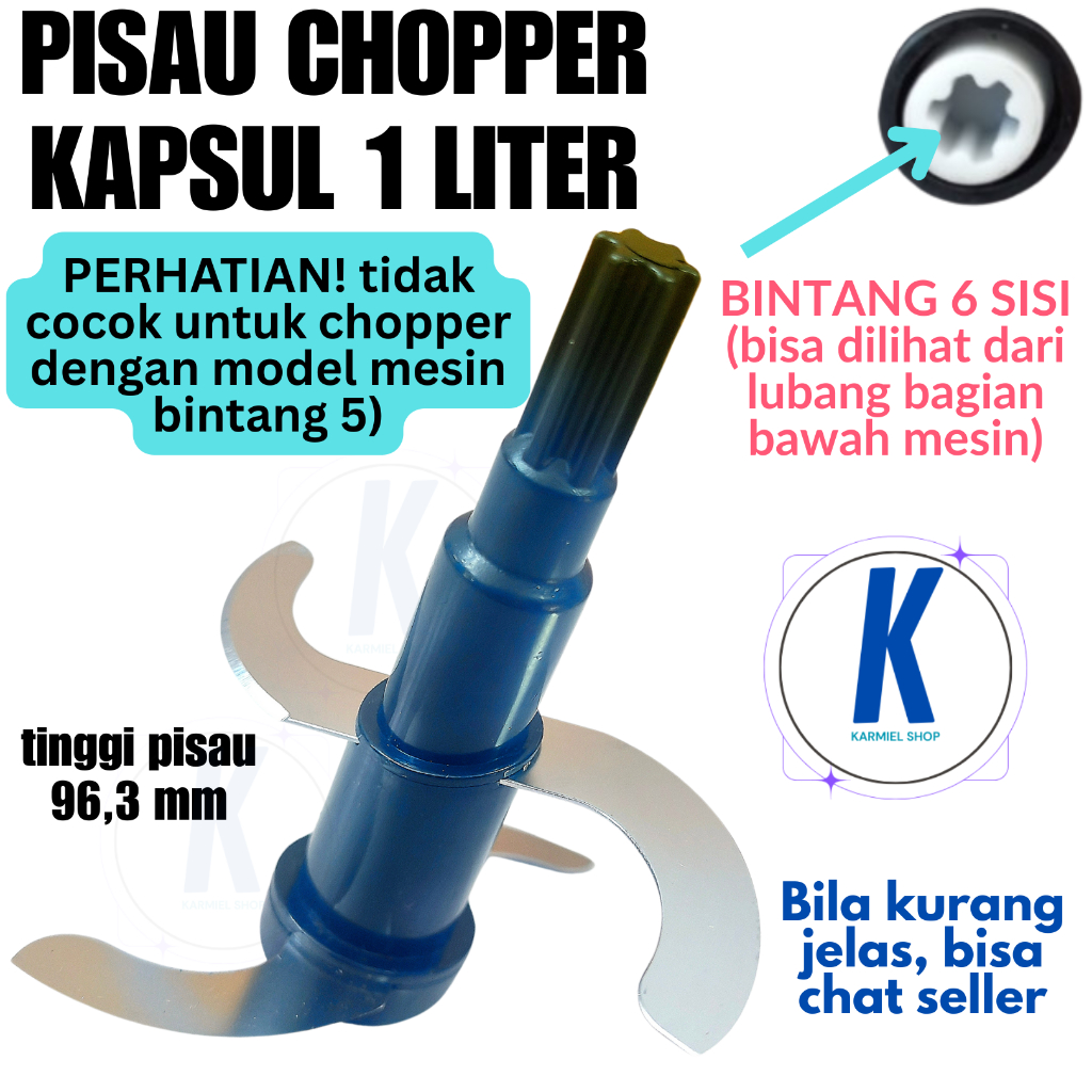 Pisau Blender Kapsul bintang 6 sparepart 4 Mata Pisau Chopper