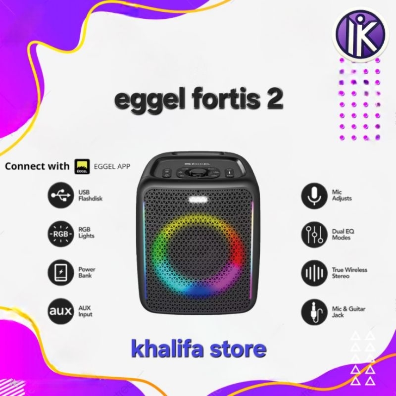 Eggel Fortis 2 Portable Party Speaker with
RGB Lights