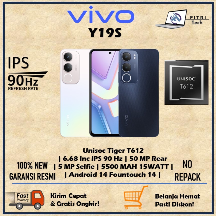 VIVO Y19S RAM 6GB ROM 128GB UNISOC T612 50 MP CAMERA 5500 MAH 15 WATT