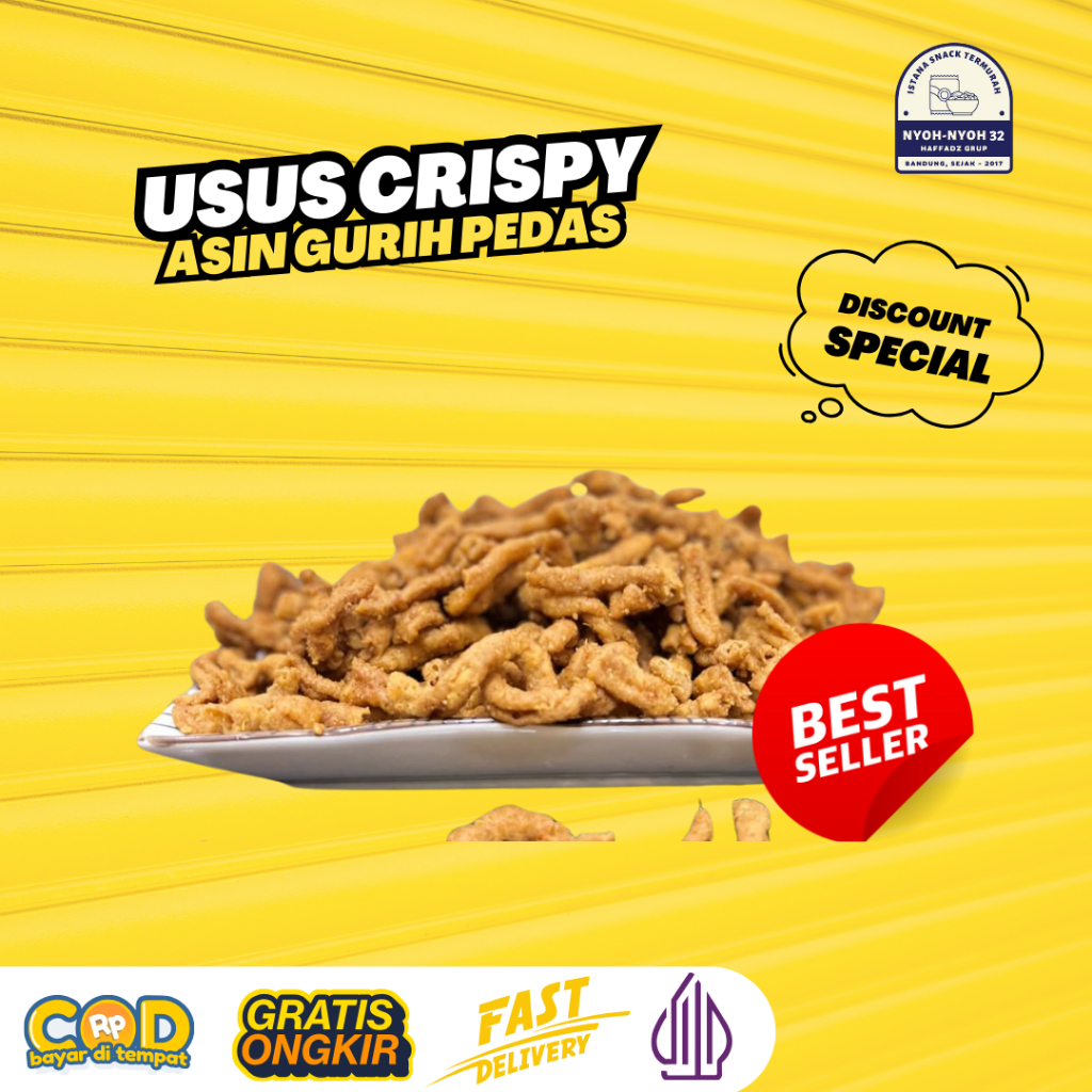 

Usus Pedas Crispy Renyah - 250gr Cemilan yang Renyah Asin Gurih Siap Memberikan Banyak Sensasi