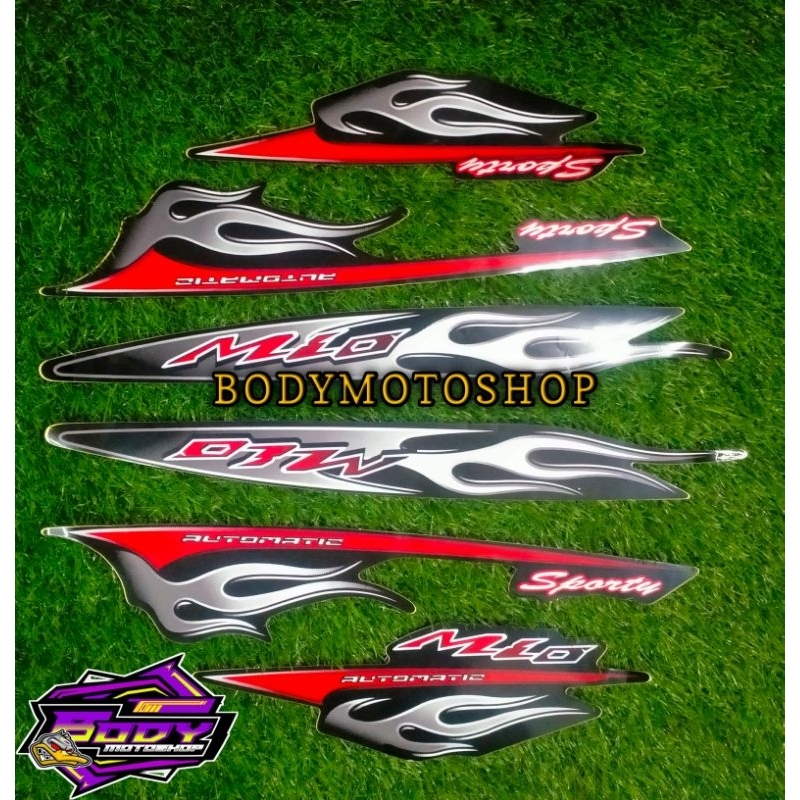 striping api warna hitam list silver Mio sporty