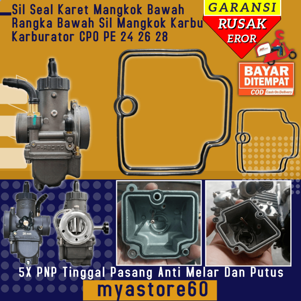 Karet Sil Seal Sell Karet Mangkok Pelampung Karburator CPO PE 24 CPO PE 26 CPO PE 28 Mankok Tampunga