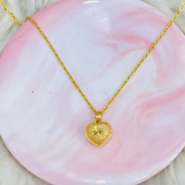 kalung with liontin love kristal simple elegant emas asli kadar 700