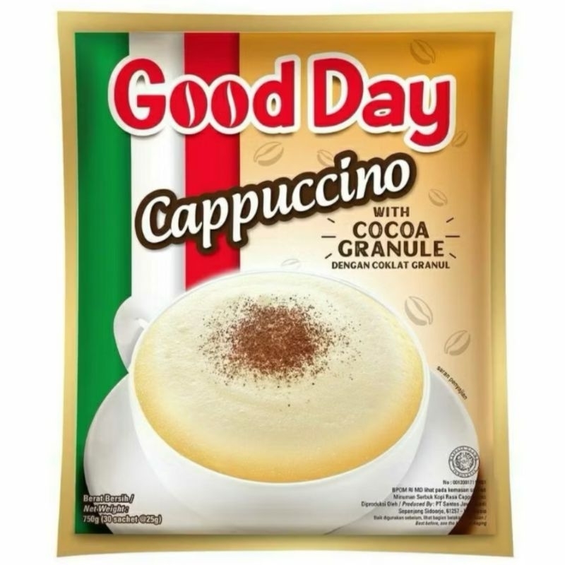 

Good Day Cappuccino 1 renceng 10 pcs /25 gram