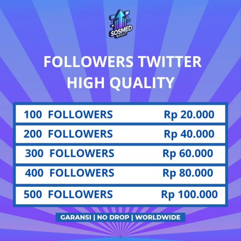 FOLLOWERS TWITTER BERGARANSI