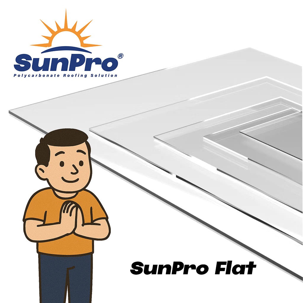 Atap Polycarbonate SUNPRO FLAT 1,2mm (Garansi Resmi)