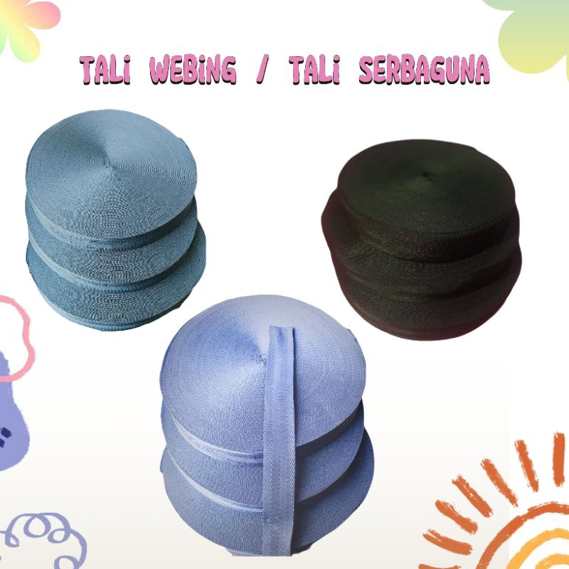TALI WEBING 2,5 CM. TALI WEBING ROLL. TALI MULTIFUNGSI. TALI WEBING SERBAGUNA. TALI WEBING METERAN. 