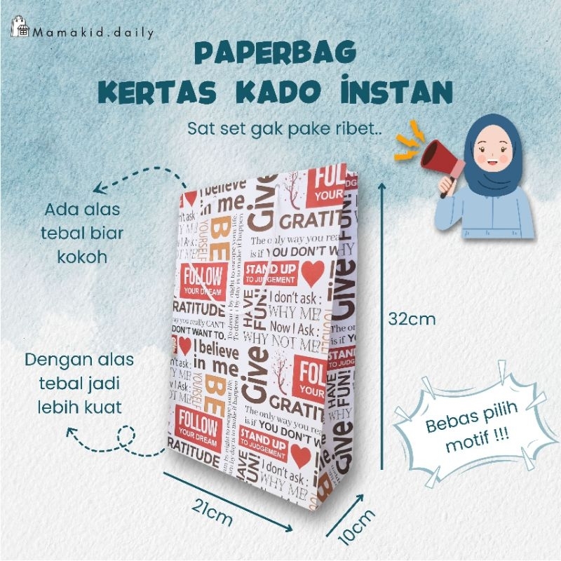 

KERTAS BUNGKUS KADO INSTAN / PAPERBAG / KANTONG KADO / KEETAS KADO INSTAN