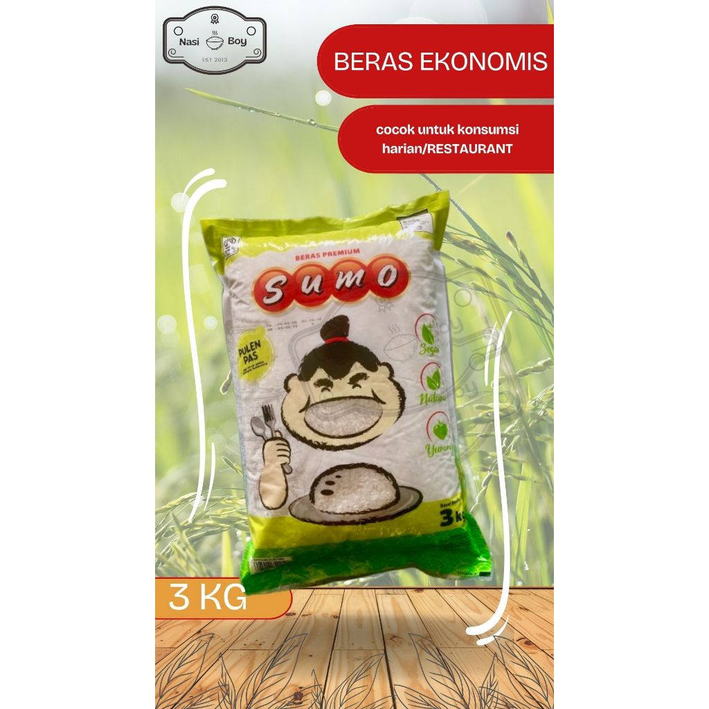 

Beras SUMO hijau 3 KG / Pulen sedang/ Beras Premium/ Harga Ekonomis