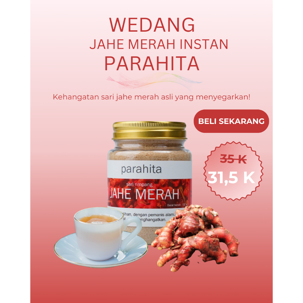 

Promo Diskon Digital 10%! Jahe Bubuk Instan Merah Minuman Rempah Asli Original Parahita 137 gram