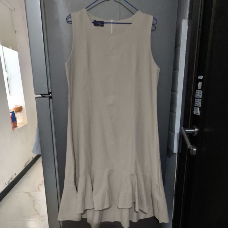 dress katun warna cream coksu
