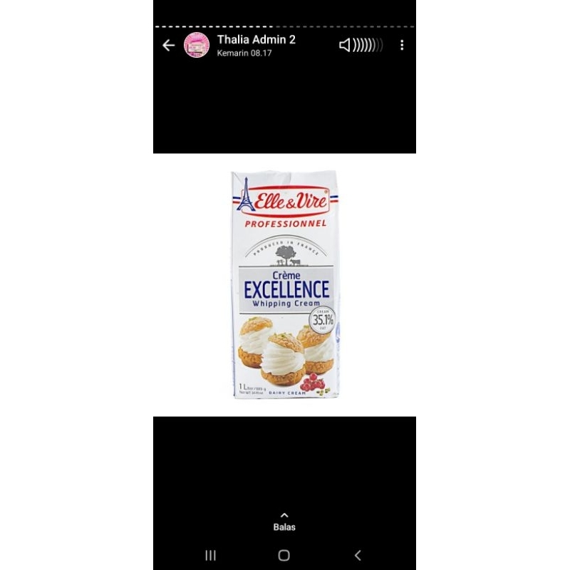 

ELLE & VIRE WHIPPING CREAM CAIRY 1LTR, CREAM KENTAL DAIRY INSTANT KURIR