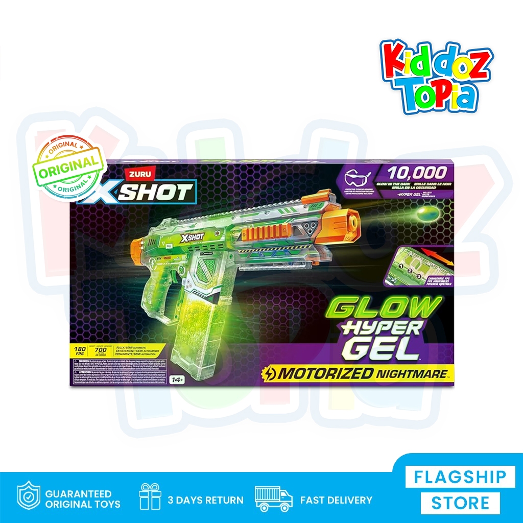 ZURU Xshot  X SHOT Hyper Gel Glow in The Dark NightMare Blaster MOTORIZED 36783 GLC