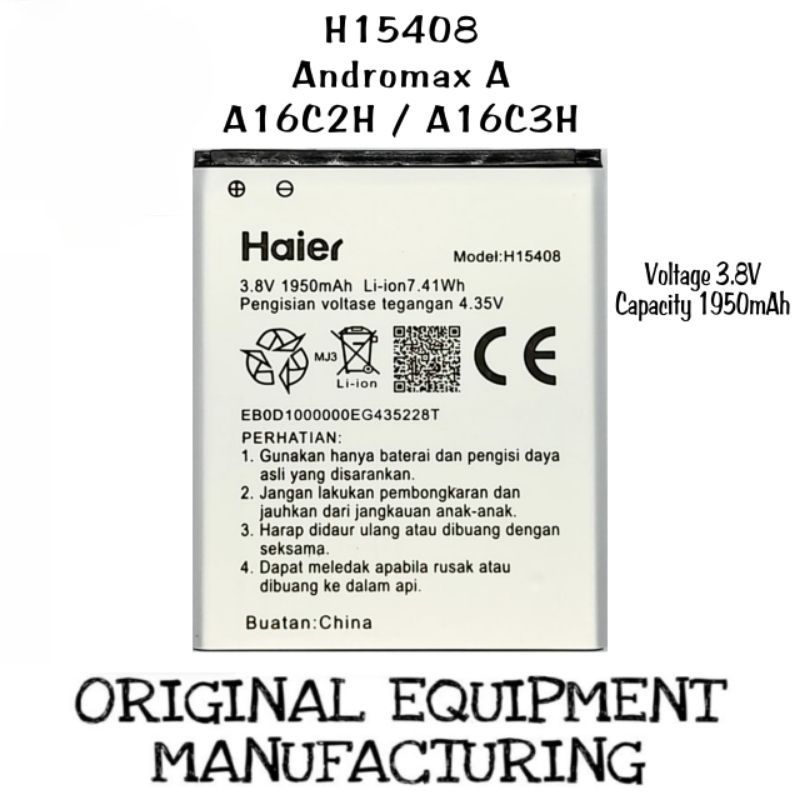 BATERAI  Haier  Andromax A  / H15408 / A16C3H / A16C2H BATERAI BATRE