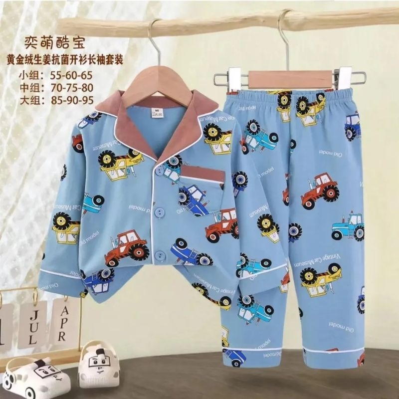 Piyama Panjang Kancing Depan Import Anak