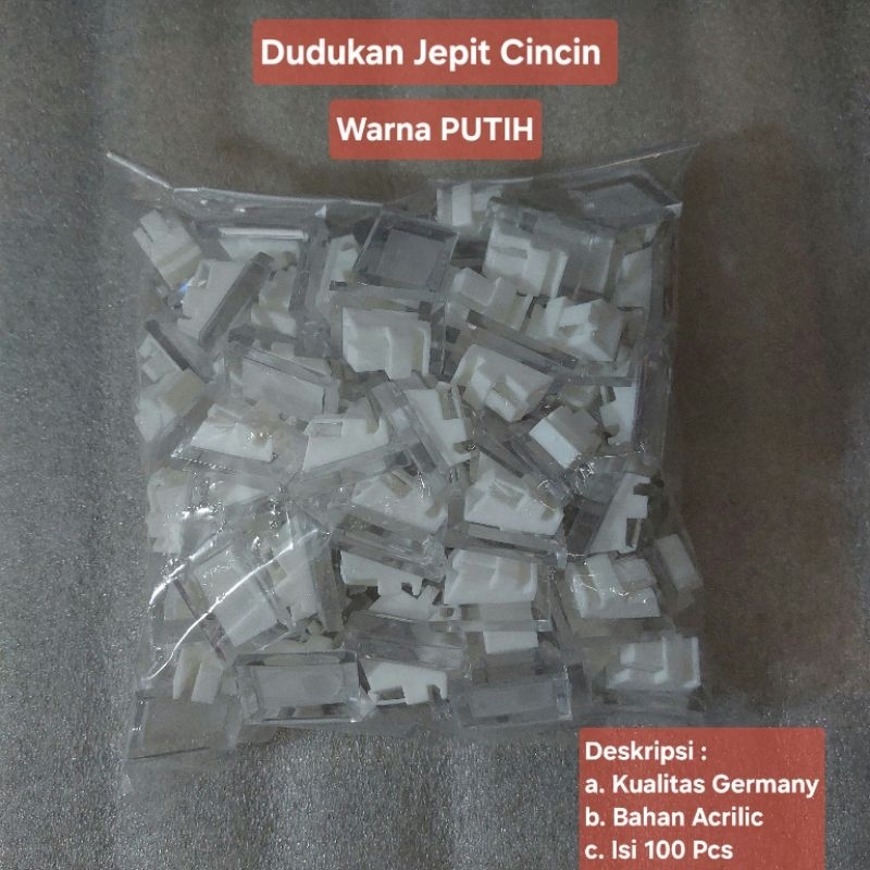 Display Jepit Cincin Akrilik Tempat Dudukan Cincin isi 100pcs Putih
